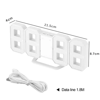 8 Formos 3D Skaitmeninio Stalo Laikrodis Sieninis Laikrodis LED naktinė lempa Data Laikas Celsijaus Ekranas Signalizacijos USB Atidėjimo Namų Puošybai Svetainės