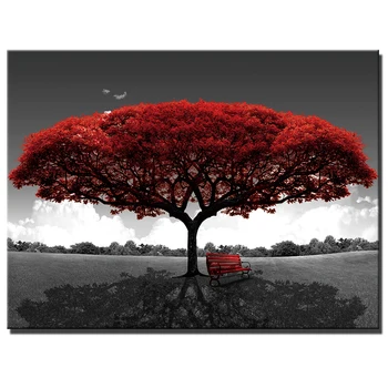Abstrakti Red Tree Oil Paveikslų Spausdinimas Ant Drobės Meno Spaudinius, Plakatus Ir Spausdina Kraštovaizdžio Sienos Menas Nuotraukos Namų Sienų Apdaila