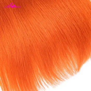 Ali Kokosų Brazilijos Tiesiai ausies Iki Ausies Nėriniai Priekinio Uždarymo Su 3 Paketais 1B/Oranžinė 10-30 Colių Remy Human Hair Su Priekinės
