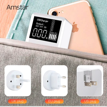 Amstar 30W LED Ekranas su USB C Greitas Įkroviklis Greitai Įkrauti 3.0 Kelionės Sienelės Adapteris, Skirtas 