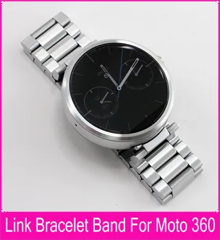 Aukščiausios Kokybės 22mm Juoda, Sidabro, Nerūdijančio Plieno Dirželis Moto 360 Juostos Motorola Moto 360 Smart Watch + Įrankiai + Jungiantis Lazdele