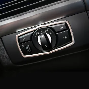 Automobilio Prietaisų skydelis priekinis žibintas Mygtukas Rėmo Dekoratyvinės Padengti Apdaila, Nerūdijančio Plieno, Lipdukai BMW X5 E70 
