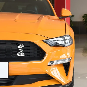 Automobilio Stilius 3D Metalo Mustang Gyvatė Kobra Emblema Automobilių Kėbulo Uodega Kamieno Lipdukai Priekinės Grotelės 