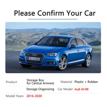 Automobilių Organizatorius Reikmenys Audi A4 B9. 2016 M. 2017 m. 2018 m. 2019 m. 2020 Porankiu Dėžutės Saugojimo Sukrovimas Valymas Monetų Dėžutė neslystantis kilimėlis