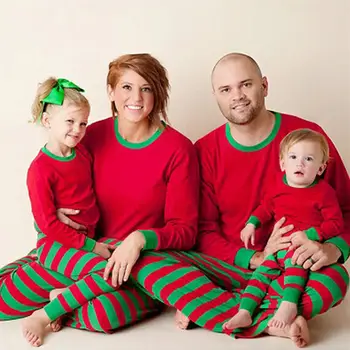 Baby Vaikų Berniukų, Mergaičių Kalėdos Juostele Sleepwear Naktiniai Drabužiai Homewear Vaikams Kalėdų Dryžuota Pižama Pjs Nustatyti Drabužių
