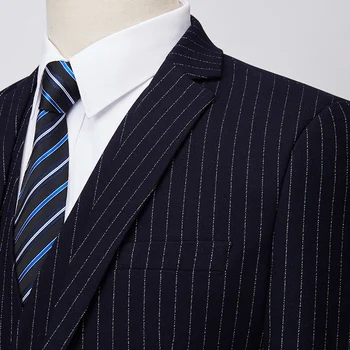 Batmo 2019 naują atvykimo aukštos kokybės dryžuotas atsitiktinis tinka vyrams ,vyriški laisvalaikio dryžuotas kostiumai ,striukė+kelnės+liemenė 999