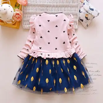 BibiCola 2020 m. Pavasarį, Rudenį Baby Girl Dress Vaikai Suknelė Mergina ilgomis Rankovėmis Širdies Palikti Akių Prekės ženklo Suknelė Naujagimių Suknelė Mergina