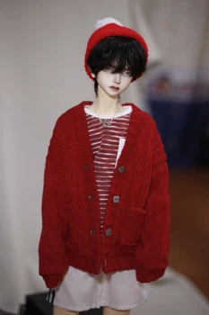 BJD doll drabužiai tinka 1/3 1/4 dydžio MSD Dėdė raudonas megztinis mezgimo vilnos kailis lėlės priedai