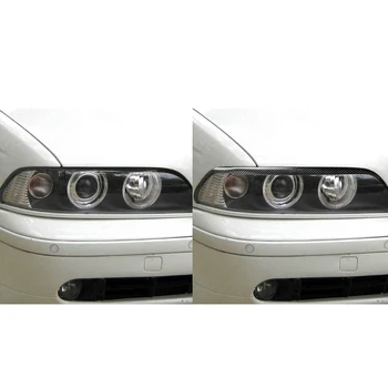 BMW E39 1997-2003 Nekilnojamojo Anglies Pluošto priekinis žibintas Antakių Dangtelio Lipdukas Galvos Šviesos Lempos Vokų Perdangų Apdaila Auto Automobilis stilius