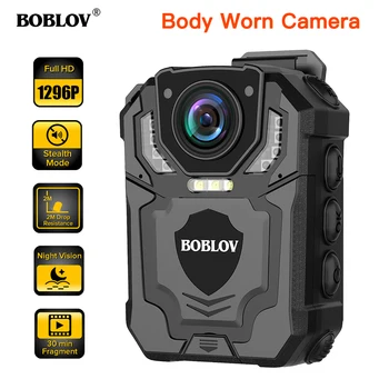BOBLOV T5 Kūno vaizdo Kamera Policijos Nešiojami HD 1296P DVR Vaizdo Apsaugos Kameros ir SPINDULIŲ Naktinio Matymo Dėvėti Mini Kameros