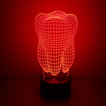 Dantų 3D LED Nakties Šviesos Fantastinis Iliuzija Akrilo Spalvinga, Vaikams, Kūdikių Miegamasis USB Stalo Lempa Cool Lempos Kaip Dovana Odontologas