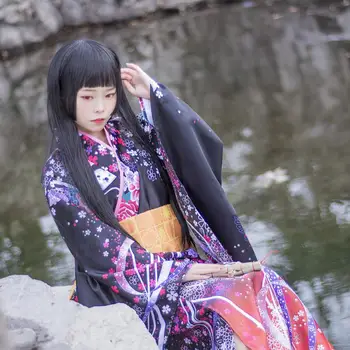 Derliaus Originalus Tradicija Šilko Yukata Suknelė Su Obi Japonų Stiliaus Moteris Kimono Skraiste, Seksualus, Helovyno Cosplay Kostiumai, S-3XL