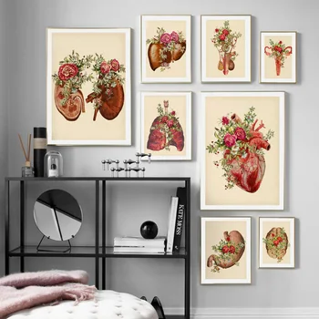 Derliaus Žmogaus Anatomija Širdies, Kepenų, Inkstų, Plaučių Sienos Meno Tapybos Drobės Plakatai Ir Spausdina Sienos Nuotraukas Gyvenimo Kambario Dekoro