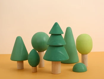 Didmeninė 10Set/Daug Miško Medžių, Statyba Blokai, Mediniai Žaislai Vaikams Vaivorykštė Modeliavimas Medžio Situacijos Žaisti Švietimo Žaislai