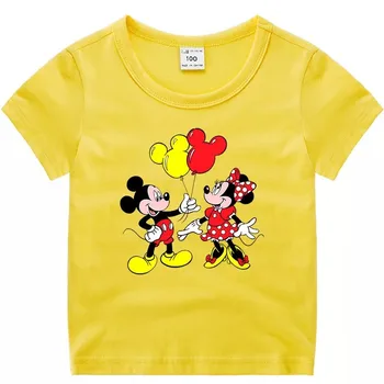 Disney Mickey Minnie Mouse Print T Shirts Berniuko Drabužiai Vaikams Mergina Tees Viršuje Vaikų Drabužių Atsitiktinis Berniukas Mergaitė Palaidinukė