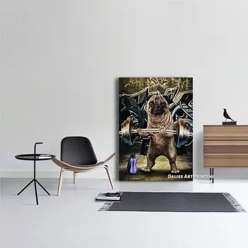 Drobė gyvūnų Pug Atletikos Nuotraukas, Namų Dekoravimas Paveikslų, Plakatų HD Spaudinių Sienos Meno Modulinės Kambarį Įrėminti