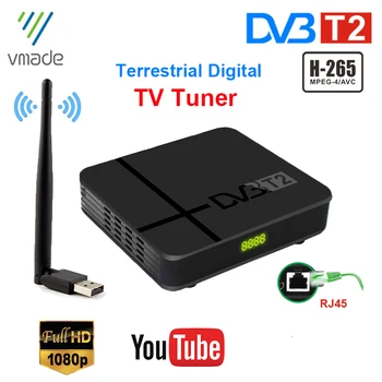 DVB T2 Skaitmeninės Antžeminės Imtuvai Su RJ45 Port H. 265 HD TV Imtuvas Receptorių Parama 