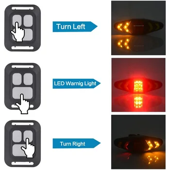 Dviračių posūkio signalo lemputė belaidžio nuotolinio valdymo kalnų dviračių uodegos šviesos dviračių šviesos mirksi USB įkrovimo LED saugos įspėjimas