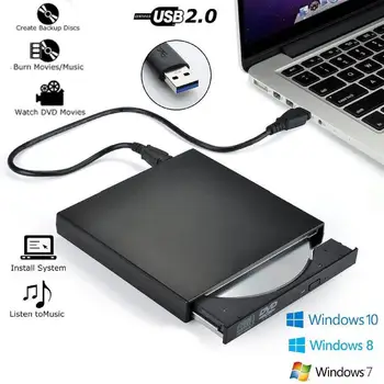 EastVita USB 2.0 Ratai Degiklis CD Išorinis DVD / CD Rašytojas, Išorinis DVD-ROM Optical Drive Stalinis Kompiuteris Nešiojamas