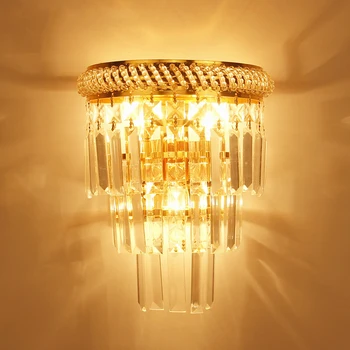 Europos Kūrybos E14 LED Siena Lempos, Didelio Meno Klasės Kristalų Naktiniai Sienos Šviesos Aukso Vonios Veidrodis priekinis žibintas Namų Decro Lempos