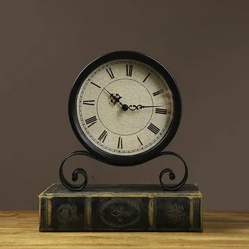 Europos Vintage Black Metalo Stalo Laikrodis kambarį turas retro stalinis laikrodis kūrybos senamadiškas stalinis laikrodis mx5071035