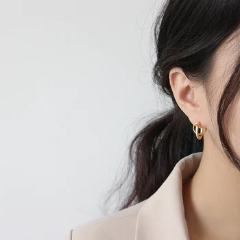F. I. N. S Šiuolaikinių Moterų Auskarai 2019 Unikalaus Dizaino Twist Geometrinis Stud Auskarai, 925 Sidabras, Aukso korėjos Auskarai Fine Jewelry