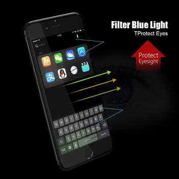 FLOVEME Ultra-plonas Grūdintas Stiklas iPhone 8 7 6S Plius 9H Ekrano Apsauginė Stiklo Priekiniai Plėvelė Anti-mėlyna Šviesa Screen Protector