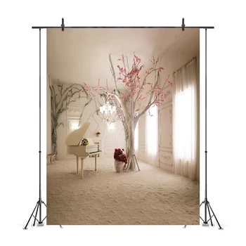 Fono Elegantiškas patalpų fortepijonas medžio Vinilo Backdrops Fotografijos Vaikai Vestuvių Foto Studija Fone Audinio Fone