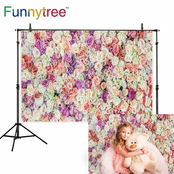 Funnytree photophone fone mažas dydis, balta spalva 3D gėlių sienos kūdikių fotografija backdrops photocall vestuvių plona vinilo