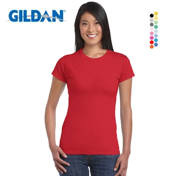 GILDAN Aukštos Kokybės Medvilnės Marškinėliai Moterims Vasaros Elastinga Pagrindinio Paprasto Marškinėliai Moteriška Atsitiktinis Viršų trumpomis Rankovėmis T-shirt Negabaritinių