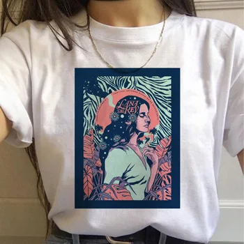 Gražus korėjos T-shirt Moterims Lana Del Rey Ulzzang Moterų Vasaros marškinėliai Basic O-Kaklo T-shirt Ladies Dizainas, Print T-shirt
