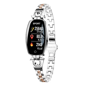 H8 Smart Watch Moterų Plieno Prabanga IP67 atsparus Vandeniui Sveikatos Tracker 