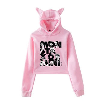 Harajuku Hoodies Palaidinukė Moterų MONSTA X Atlikite Hoodie Rožinės spalvos Drabužius Kpop Drabužius Mergaitėms Streetwear Žiemos Ilgos Rankovės Viršų