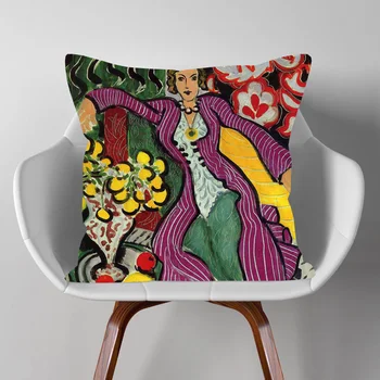 Henri Matisse Paveikslų Pagalvėlių Apvalkalus Moteris su Skrybėle Atviro Lango Meno Dekoratyvinės Pagalvės užvalkalą