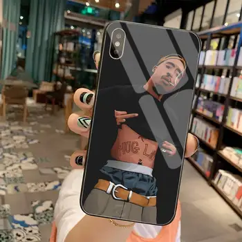 Hip-hop muzikantas 2Pac Tupac Amaru Shakur Telefono dėklas Korpuso Grūdintas Stiklas iPhone 11 Pro XR XS MAX 8 X 7 6S 6 Plus SE 2020 atveju
