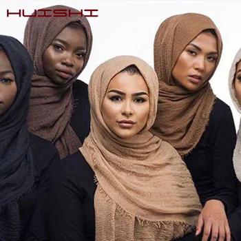 HUISHI Šalikas Musulmonų Moterys Burbulas Medvilnės Kietas Islamo Musulmonų Galvos Skara, Kaklaskares ir Antklodės Moterų Foulard Vingiuoti Debesis Hijab