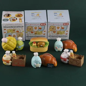 JY 6pcs/daug Japonija chef serijos kampe padaras ornamentais dekoruotais Duonos skrebutis mėsainiai Veiksmų Skaičiai vinilo lėlės WJ01