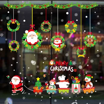 Kalėdų Senelis Kalėdų Traukinys Siena Lipdukas Stiklo Langą, Namų Apdaila, Sienų Lipdukai, Tapetai, naujieji Metai Lipdukai P7Din