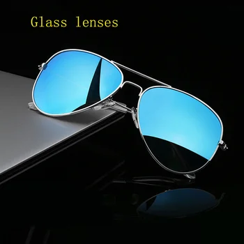 Klasikinis aukštos kokybės stiklo lęšio akiniai nuo saulės moterims 2020 UV400 Vyrai prekės vairavimo Piloto akiniai nuo saulės spindulių mėlyna Aviacijos metalo rėmelis