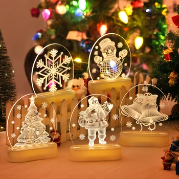 LED Pasakų String Žibintai, Baterija, USB 3D Kalėdų Senelis Medžio, Akrilo Naktį Šviesos Vestuvių Kalėdinė Dekoracija Namuose Kambarys Garliava