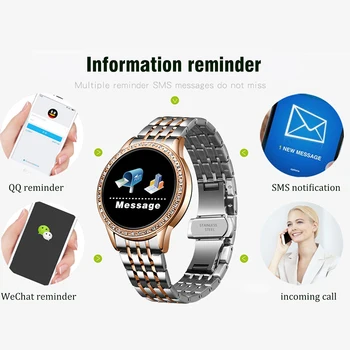 LIGE Naujų Plieno Diržas Smart Watch Moterų Širdies ritmas, kraujospūdžio Stebėsenos Multi-Funkcija Režimas Vandeniui Sporto Smartwatch+Box