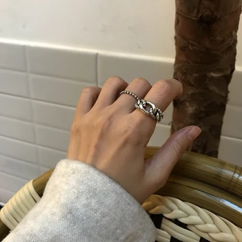 LouLeur 925 sterlingas sidabro austi žiedai paprasta temperamentas mados kanapių virvė austi žiedai moterims 2018 madinga papuošalai pakabukai