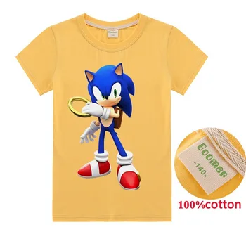Mados Sonic The Hedgehog Cartoon Stiliaus Mergaičių Marškinėliai Vasaros Viršūnes, Vaikų Trumpomis Rankovėmis Marškinėliai Medvilnės Vaikų Berniukų Drabužiai