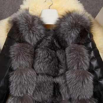 Mados Žiemos Moterims Imitacija Fox Fur Coat PU Odos ilgomis Rankovėmis Striukė Išlaikyti Šiltas Outwear Panele Laisvalaikio Paltas Mujer Chaquetas