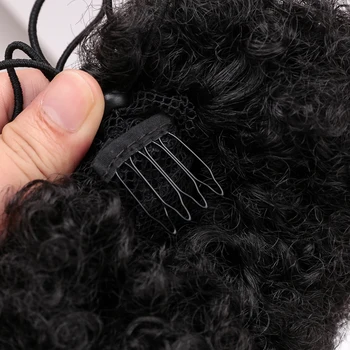 MANWEI Afro Sluoksniuotos Sintetinių Plaukų Bun Chignon Hairpiece Moterų Raišteliu plaukai surišti į uodegą Keistą Garbanotas Šukuosena Įrašą Plaukų priauginimas