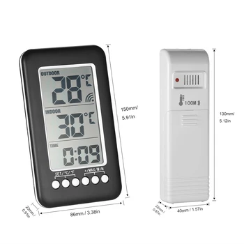 Meterk Temperatūra Laikrodis LCD ℃/℉ Skaitmeniniai Belaidžiai vidaus/Lauko Termometras, Laikrodis Temperatūros Matuoklis Su Siųstuvas
