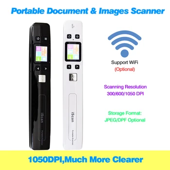 Mini Iscan Dokumentą ir Atvaizdų Skaitytuvas A4 formato JPG/PDF Formate Wifi 1050DPI Didelės Spartos su skystųjų KRISTALŲ Ekranas įmontuota Baterija