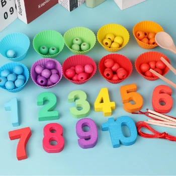 Montessori Mediniai Skaičius Rūšiavimo Vaikams Ikimokyklinio Įrašą Granules, Matematikos Skaičiavimo Pažinimo Spalva Švietimo Žaislai Vaikams