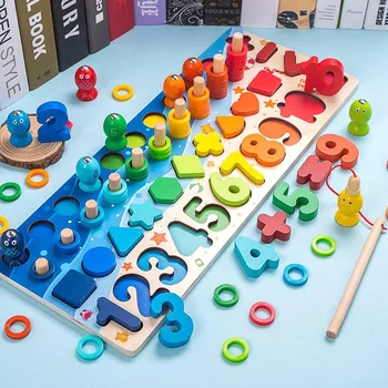 Montessori Žaislai, Nauji Pažinimo Rungtynės Ikimokyklinio Mediniai Skaičius Geometrinės Formos Matematikos Valdybos Ankstyvojo Ugdymo Mokymo Matematinės Žaislas