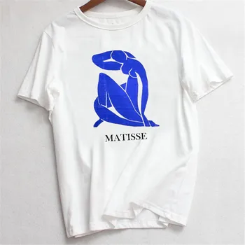 Moterų Marškinėliai Harajuku Kawaii Drabužius 2020 Moterų marškinėliai Mados Matisse Meno Spausdinti Viršūnes Tshirts Vasara O-kaklo Ponios Tee Viršų